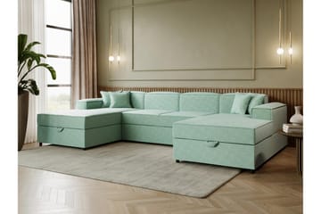 Bizantine Sovesofa Dobbel Divan 4-Seter - Grønn - Møbler - Sofaer - Sovesofaer - U sovesofa