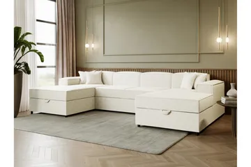 Bizantine Sovesofa Dobbel Divan 4-Seter - Hvit - Møbler - Sofaer - Sovesofaer - U sovesofa