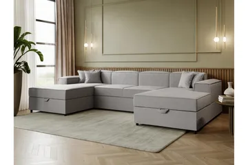 Bizantine Sovesofa Dobbel Divan 4-Seter - Hvit/Sort - Møbler - Sofaer - Sovesofaer - U sovesofa