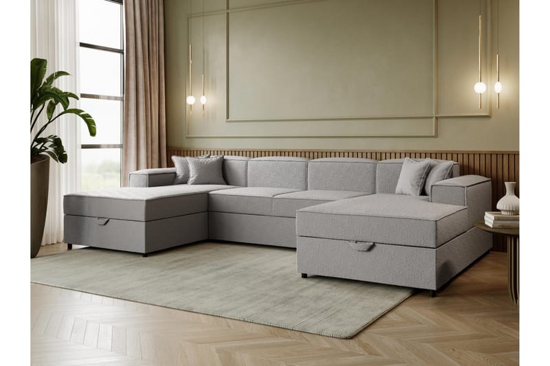 Bizantine Sovesofa Dobbel Divan 4-Seter - Hvit/Sort - Møbler - Sofaer - Sovesofaer - U sovesofa