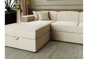 Bizantine Sovesofa Dobbel Divan 4-Seter - Hvit/Sort - Møbler - Sofaer - Sovesofaer - U sovesofa