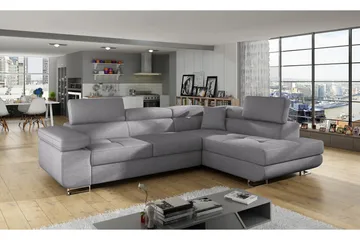 Bobis 4-seters Sovesofa m. Sjeselong - Lys grå - Møbler - Sofaer - Sovesofaer - Langsgående sovesofa