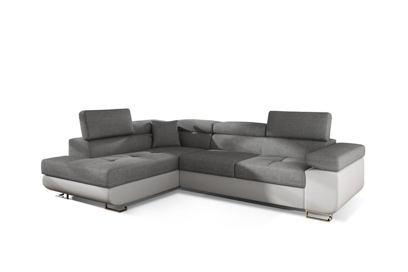 Bobis Sovesofa med Sjeselong Venstre - Grå/Hvit - Møbler - Sofaer - Sovesofaer - Langsgående sovesofa