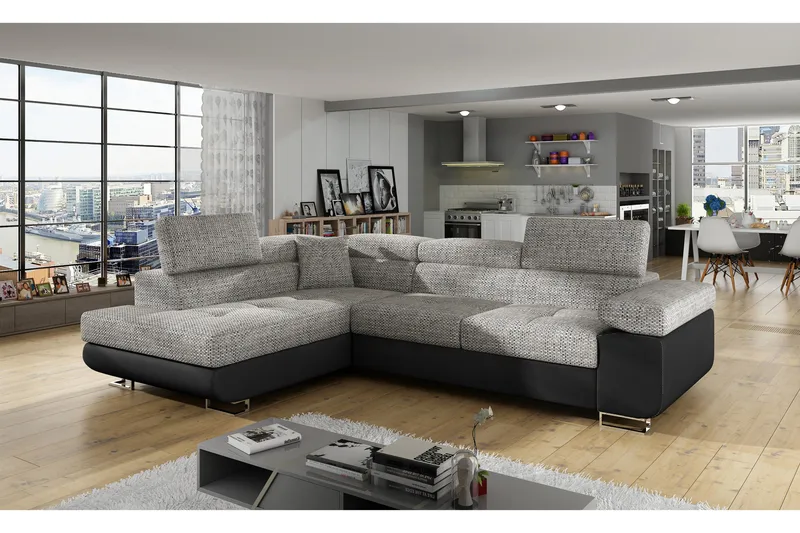 Bobis Sovesofa med Sjeselong Venstre - Grå/Svart - Møbler - Sofaer - Sovesofaer - Langsgående sovesofa