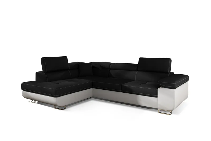 Bobis Sovesofa med Sjeselong Venstre - Svart/Hvit - Møbler - Sofaer - Sovesofaer - Langsgående sovesofa