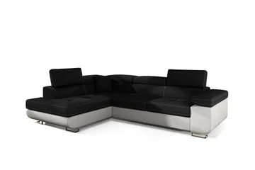 Bobis Sovesofa med Sjeselong Venstre - Svart/Hvit - Møbler - Sofaer - Sovesofaer - Langsgående sovesofa