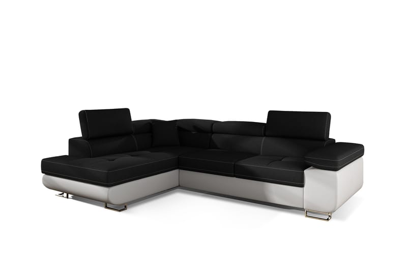 Bobis Sovesofa med Sjeselong Venstre - Svart/Hvit - Møbler - Sofaer - Sovesofaer - Langsgående sovesofa