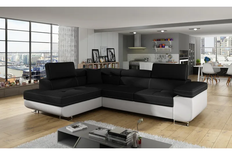 Bobis Sovesofa med Sjeselong Venstre, Svart/Hvit
