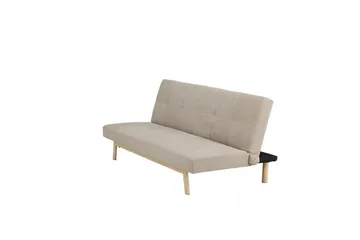 Bodil 2-seter Komfortabel Knappet Sovesofa i Stoff med Trebein - Beige - Møbler - Sofaer - Sovesofaer - 2 seters sovesofa