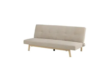 Bodil 2-seter Komfortabel Knappet Sovesofa i Stoff med Trebein - Beige - Møbler - Sofaer - Sovesofaer - 2 seters sovesofa