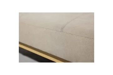 Bodil 2-seter Komfortabel Knappet Sovesofa i Stoff med Trebein - Beige - Møbler - Sofaer - Sovesofaer - 2 seters sovesofa