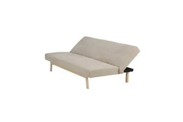 Bodil 2-seter Komfortabel Knappet Sovesofa i Stoff med Trebein - Beige - Møbler - Sofaer - Sovesofaer - 2 seters sovesofa