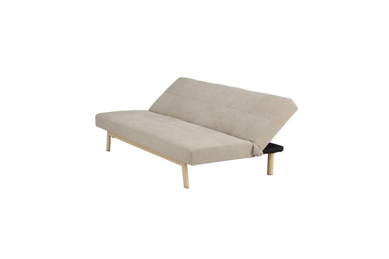 Bodil 2-seter Komfortabel Knappet Sovesofa i Stoff med Trebein - Beige - Møbler - Sofaer - Sovesofaer - 2 seters sovesofa