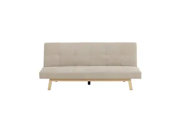 Bodil 2-seter Komfortabel Knappet Sovesofa i Stoff med Trebein - Beige - Møbler - Sofaer - Sovesofaer - 2 seters sovesofa