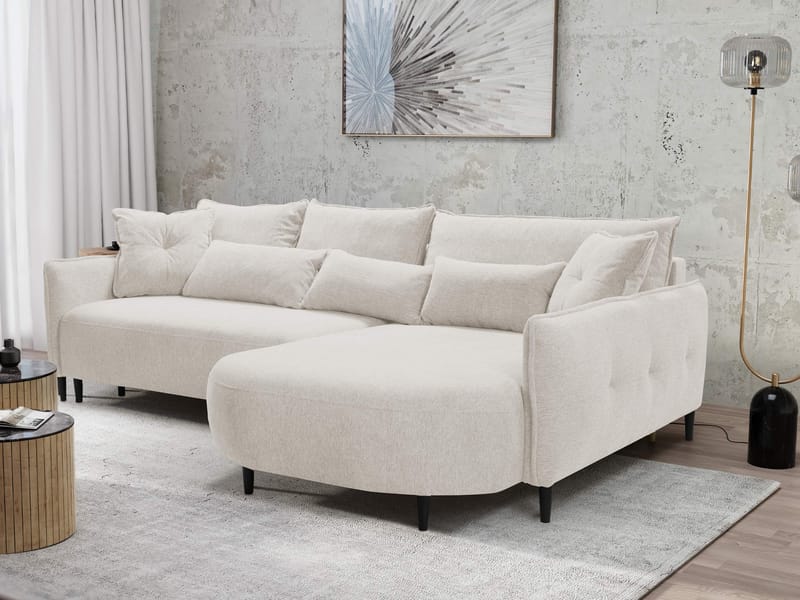 Bornalle 3-seters sovesofa med divan - beige - Møbler - Sofaer - Sovesofaer - Hjørnesovesofa