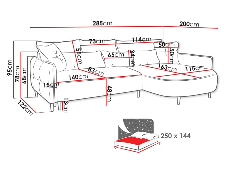 Bornalle 3-seters sovesofa med divan - Glow 12 (turkis) - Møbler - Sofaer - Sovesofaer - Hjørnesovesofa