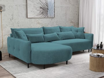 Bornalle 3-seters sovesofa med divan - Glow 12 (turkis) - Møbler - Sofaer - Sovesofaer - Hjørnesovesofa