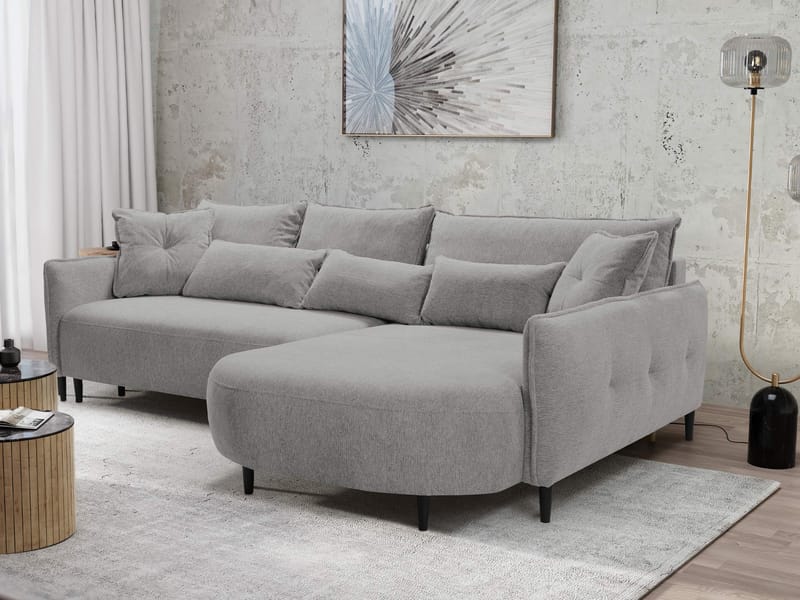Bornalle 3-seters sovesofa med divan - grå - Møbler - Sofaer - Sovesofaer - Hjørnesovesofa