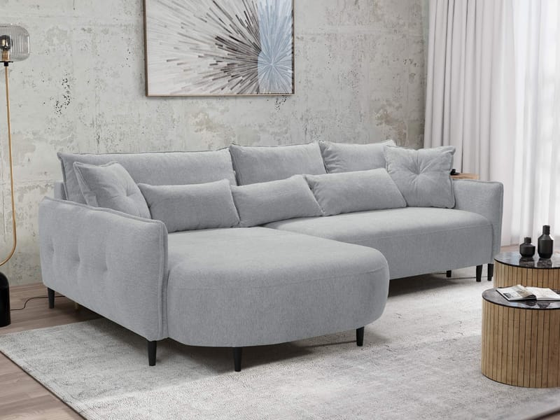 Bornalle 3-seters sovesofa med divan - grå - Møbler - Sofaer - Sovesofaer - Hjørnesovesofa