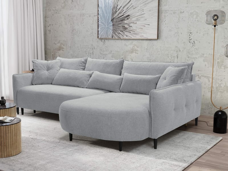 Bornalle 3-seters sovesofa med divan - grå - Møbler - Sofaer - Sovesofaer - Hjørnesovesofa