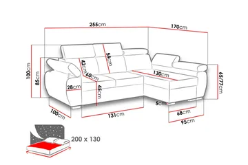 Boston Hjørnesofa Venstre - Svart - Møbler - Sofaer - Sovesofaer - Sovesofa divan