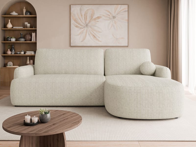 Branrel 3-seters sofa med divan - beige - Møbler - Sofaer - Sovesofaer - Langsgående sovesofa