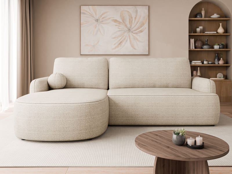 Branrel 3-seters sofa med divan - beige - Møbler - Sofaer - Sovesofaer - Hjørnesovesofa