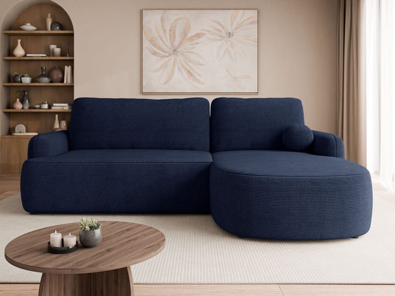Branrel 3-seters sofa med divan - blå - Møbler - Sofaer - Sovesofaer - Langsgående sovesofa