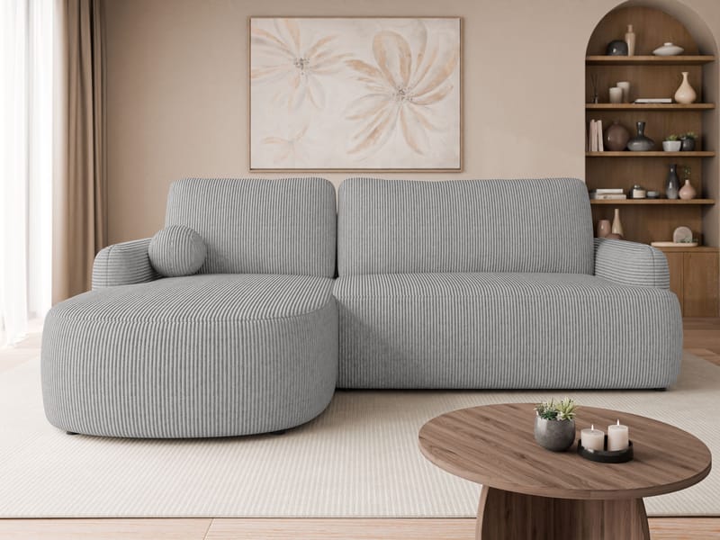 Branrel 3-seters sofa med divan - grå - Møbler - Sofaer - Sovesofaer - Hjørnesovesofa