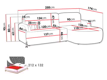 Branrel 3-seters sofa med divan - gul - Møbler - Sofaer - Sovesofaer - Hjørnesovesofa