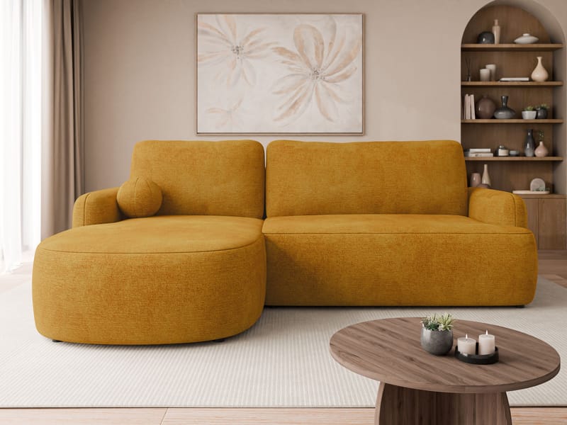 Branrel 3-seters sofa med divan - gul - Møbler - Sofaer - Sovesofaer - Hjørnesovesofa
