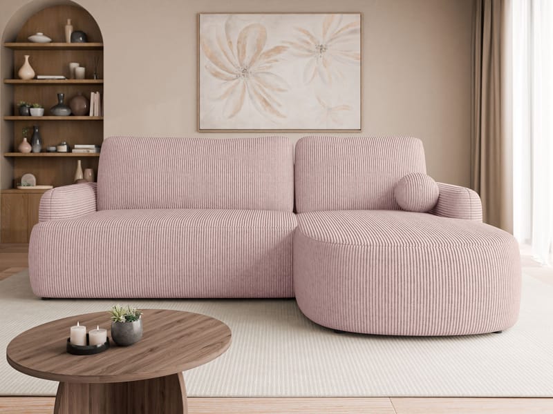 Branrel 3-seters sofa med divan - rosa - Møbler - Sofaer - Sovesofaer - Hjørnesovesofa