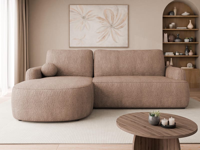 Branrel 3-seters sofa med divan - rosa - Møbler - Sofaer - Sovesofaer - Hjørnesovesofa