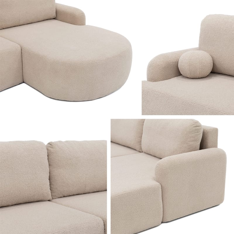 Branrel 3-seters sofa med divan - rosa - Møbler - Sofaer - Sovesofaer - Hjørnesovesofa