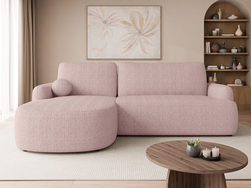 Branrel 3-seters sofa med divan - rosa - Møbler - Sofaer - Sovesofaer - Hjørnesovesofa