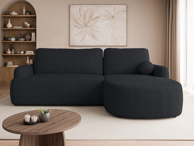 Branrel 3-seters sofa med divan - svart - Møbler - Sofaer - Sovesofaer - Hjørnesovesofa
