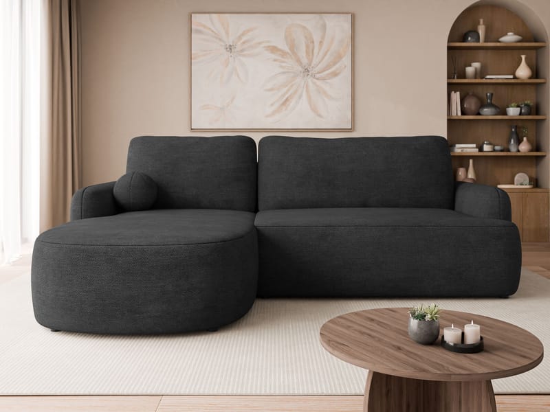 Branrel 3-seters sofa med divan - Svart - Møbler - Sofaer - Sovesofaer - Hjørnesovesofa