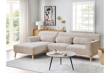 Bree Hjørnesofa 3-seter - Beige/Lyst tre - Møbler - Sofaer - Sovesofaer - Sovesofa divan