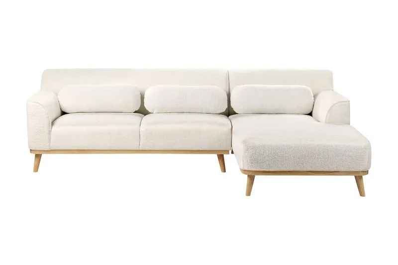 Bree Hjørnesofa 3-seter, Hvit/Lyst tre
