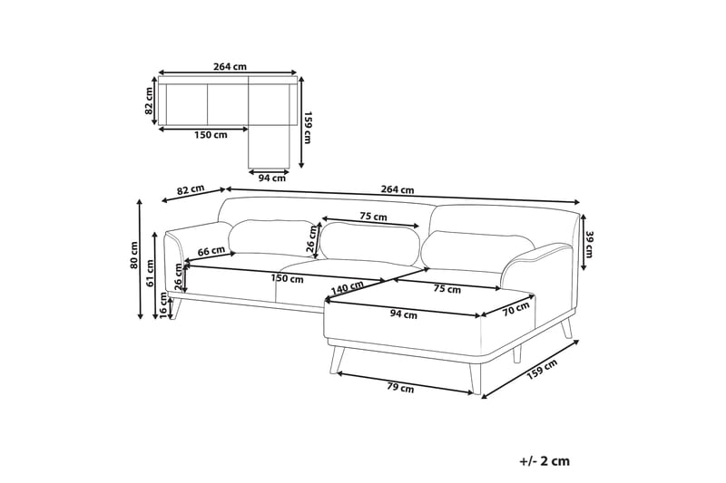 Bree Hjørnesofa 3-seter - Hvit/Lyst tre - Møbler - Sofaer - Sovesofaer - Sovesofa divan