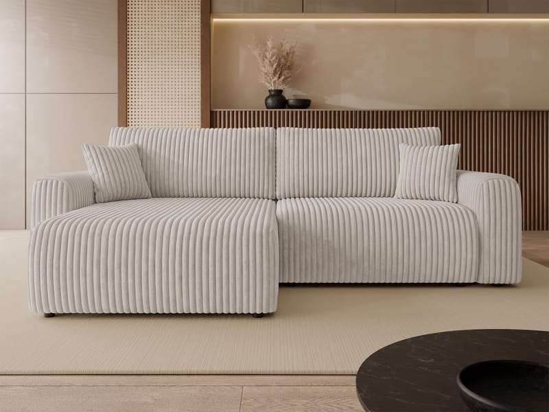 Brenor 3-seters sovesofa med divan, venstrevendt - lysegrå - Møbler - Sofaer - Sovesofaer - Hjørnesovesofa