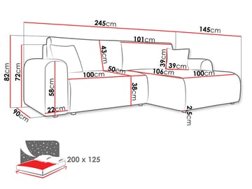 Brenor Sovesofa med sjeselong 3-seter - Brun - Møbler - Sofaer - Sovesofaer - Sovesofa divan