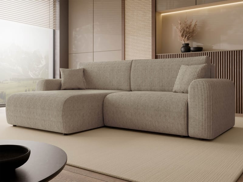 Brenor Sovesofa med sjeselong 3-seter - Mørk beige - Møbler - Sofaer - Sovesofaer - Sovesofa divan