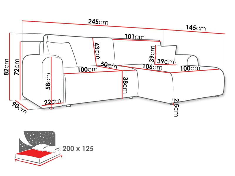 Brenor Sovesofa med sjeselong 3-seter - Mørk grønn - Møbler - Sofaer - Sovesofaer - Sovesofa divan