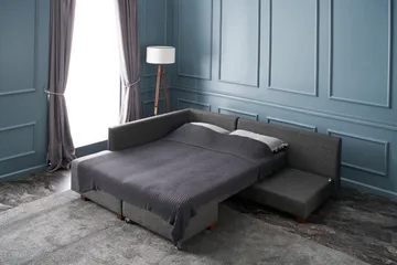 Brunei Sovesofa med Sjeselong Venstre - Antrasitt/Svart - Møbler - Sofaer - Sovesofaer - Forovervendt sovesofa