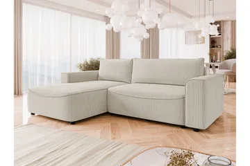 Burketown Sovesofa med Sjeselong 3-seter i Fløyel - Beige - Møbler - Sofaer - Sovesofaer - Sovesofa divan