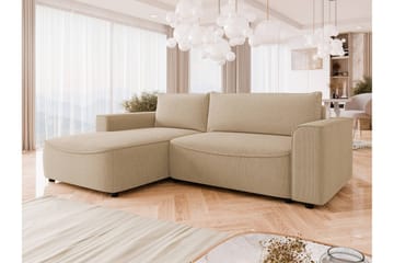 Burketown Sovesofa med Sjeselong 3-seter i Fløyel - Beige - Møbler - Sofaer - Sovesofaer - Sovesofa divan