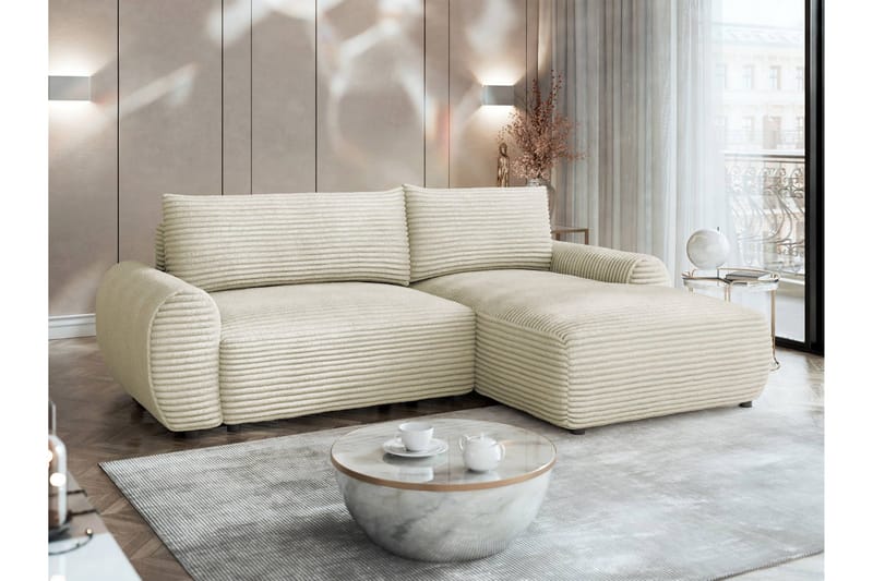 Burman Sovesofa med Sjeselong 3-seter i Manchester - Beige - Møbler - Sofaer - Sovesofaer - Sovesofa divan