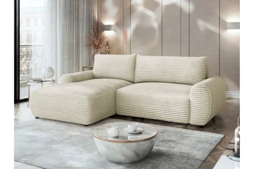 Burman Sovesofa med Sjeselong 3-seter i Manchester - Beige - Møbler - Sofaer - Sovesofaer - Sovesofa divan