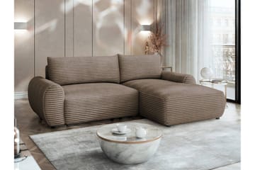 Burman Sovesofa med Sjeselong 3-seter i Manchester - Brun - Møbler - Sofaer - Sovesofaer - Sovesofa divan